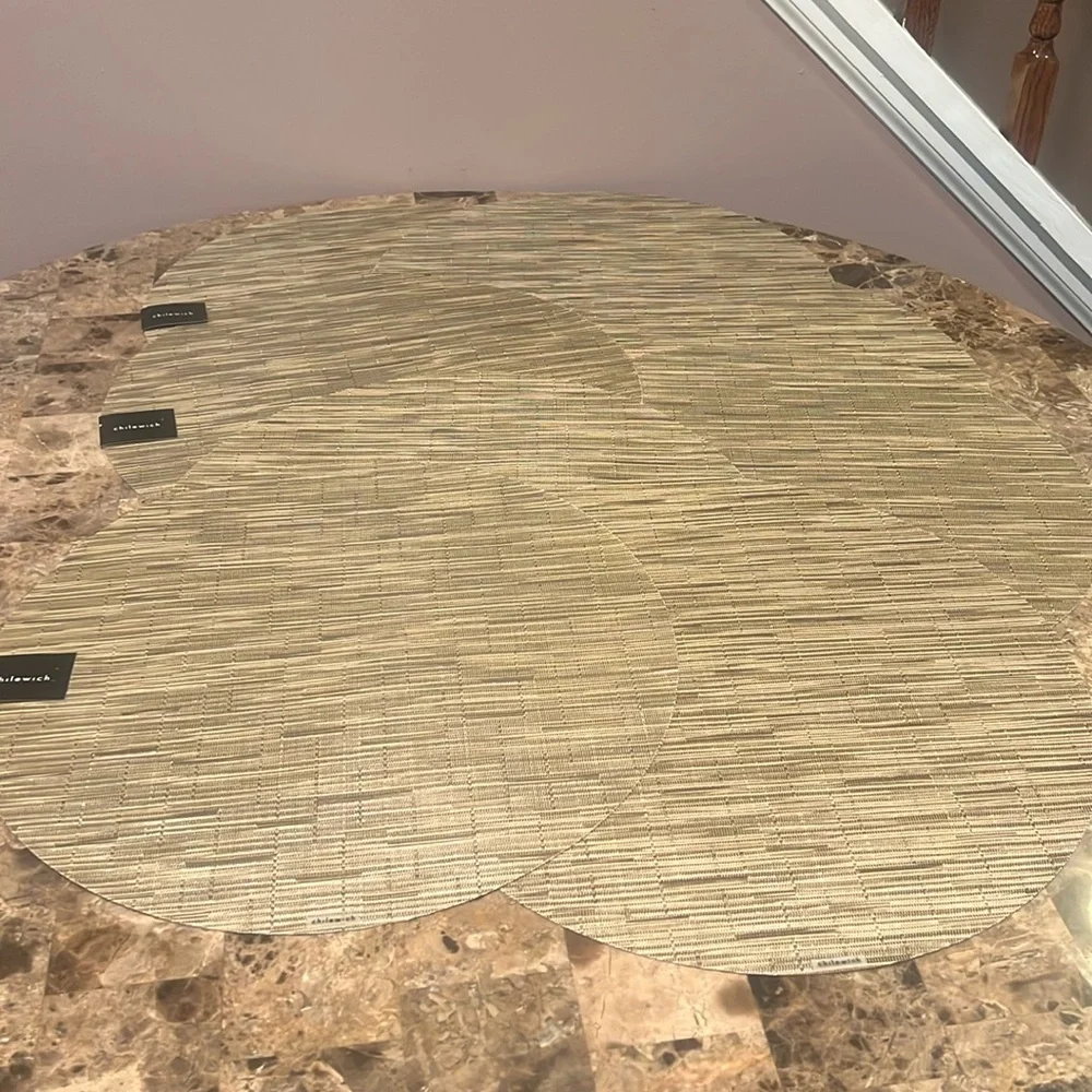 Chilewich Bamboo Round Camel Easy-Care Placemat, Set of 8